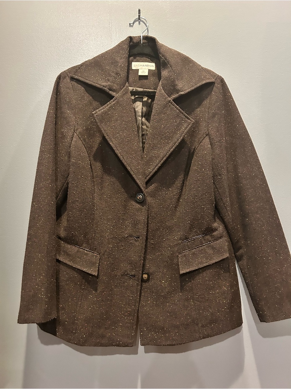 Women's Brown Tweed Blazer Coat